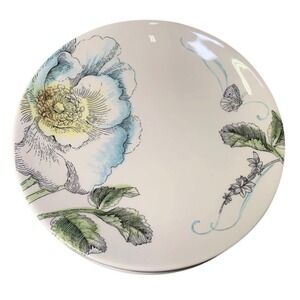 Edie Rose Home Bloom Collection Set of 4 Dinner Plates Butterfly Flower Design
